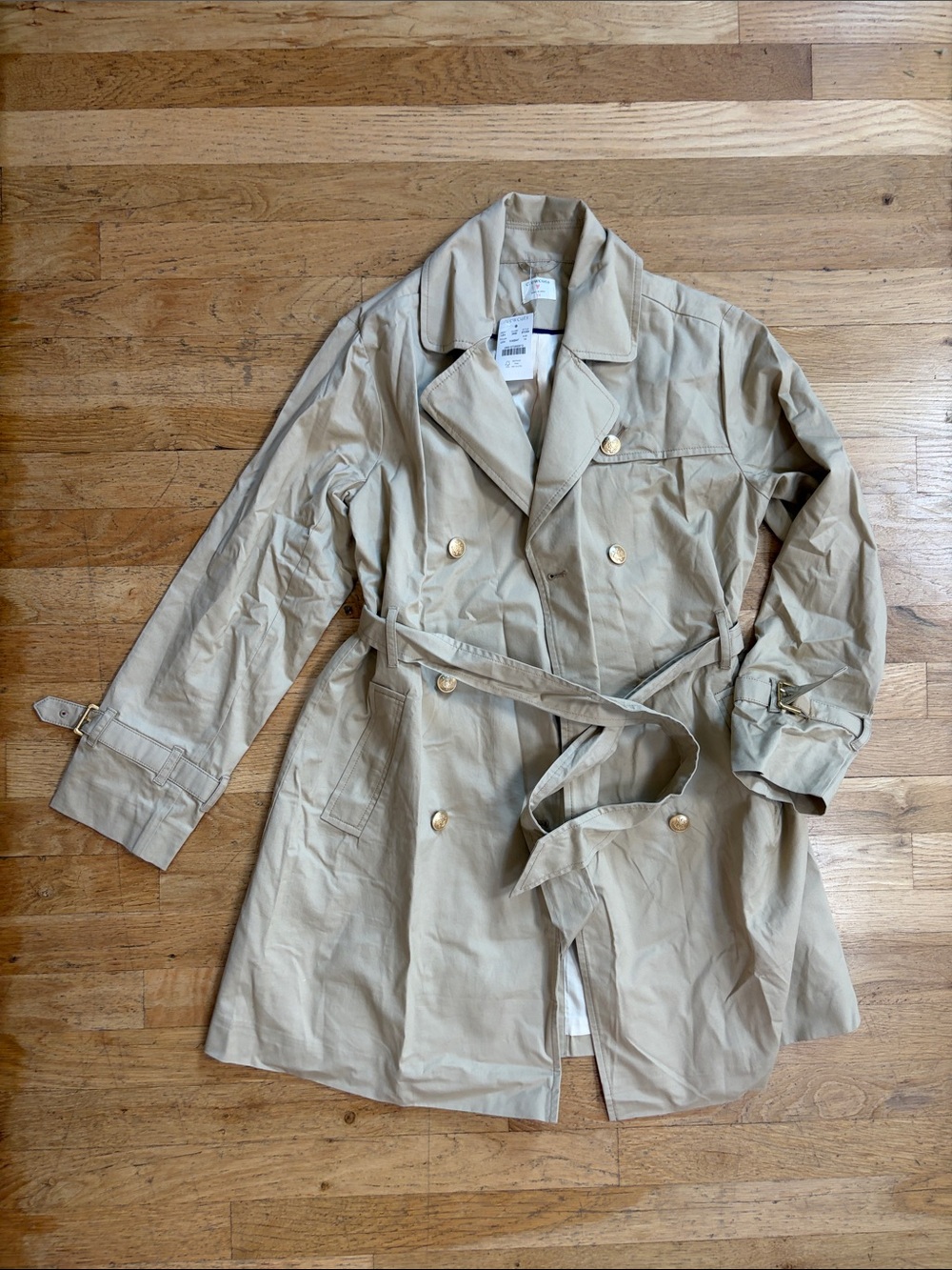 Girl Crewcuts Beige Double-Breasted Trench Coat with Belt